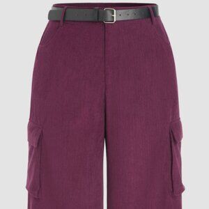 Corduroy Mid Waist Straight Leg Cargo Trousers